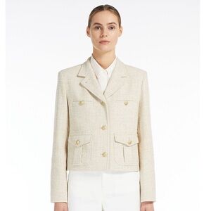 NEW Max Mara Weekend Saggio Chanel Tweed Jacket in Ecru, US 0.
